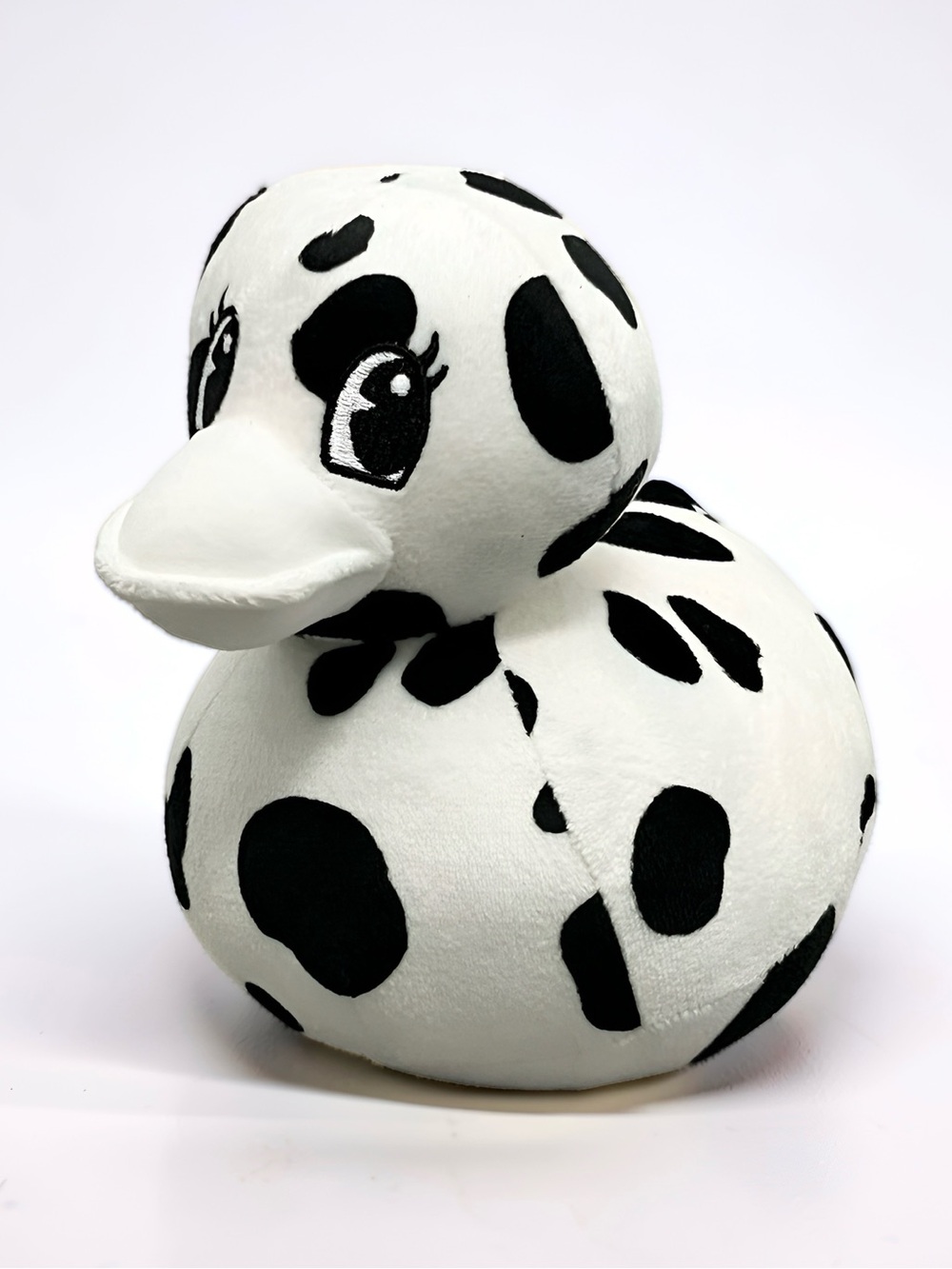 Black White Spotted Cow Duck Plush Stuffed Animal Cute Kawaii 10”